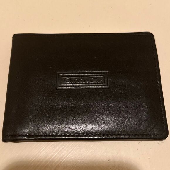 Christian Dior Men's Bifold Wallet Cardholder Black Leather Classic Everyday - Picture 1 of 10
